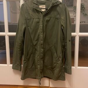 Military style hooded rain jacket